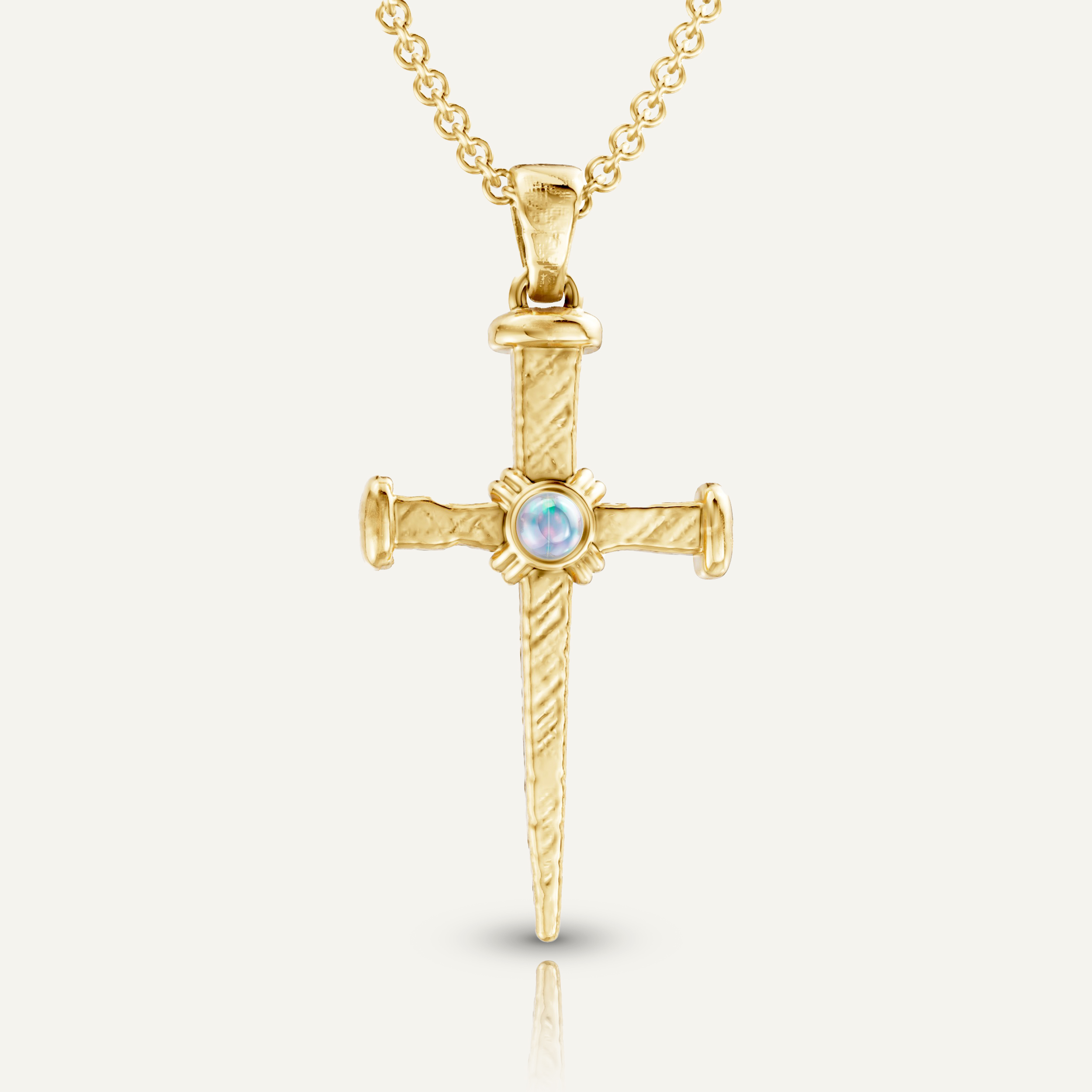 Opal Nail Cross Pendant