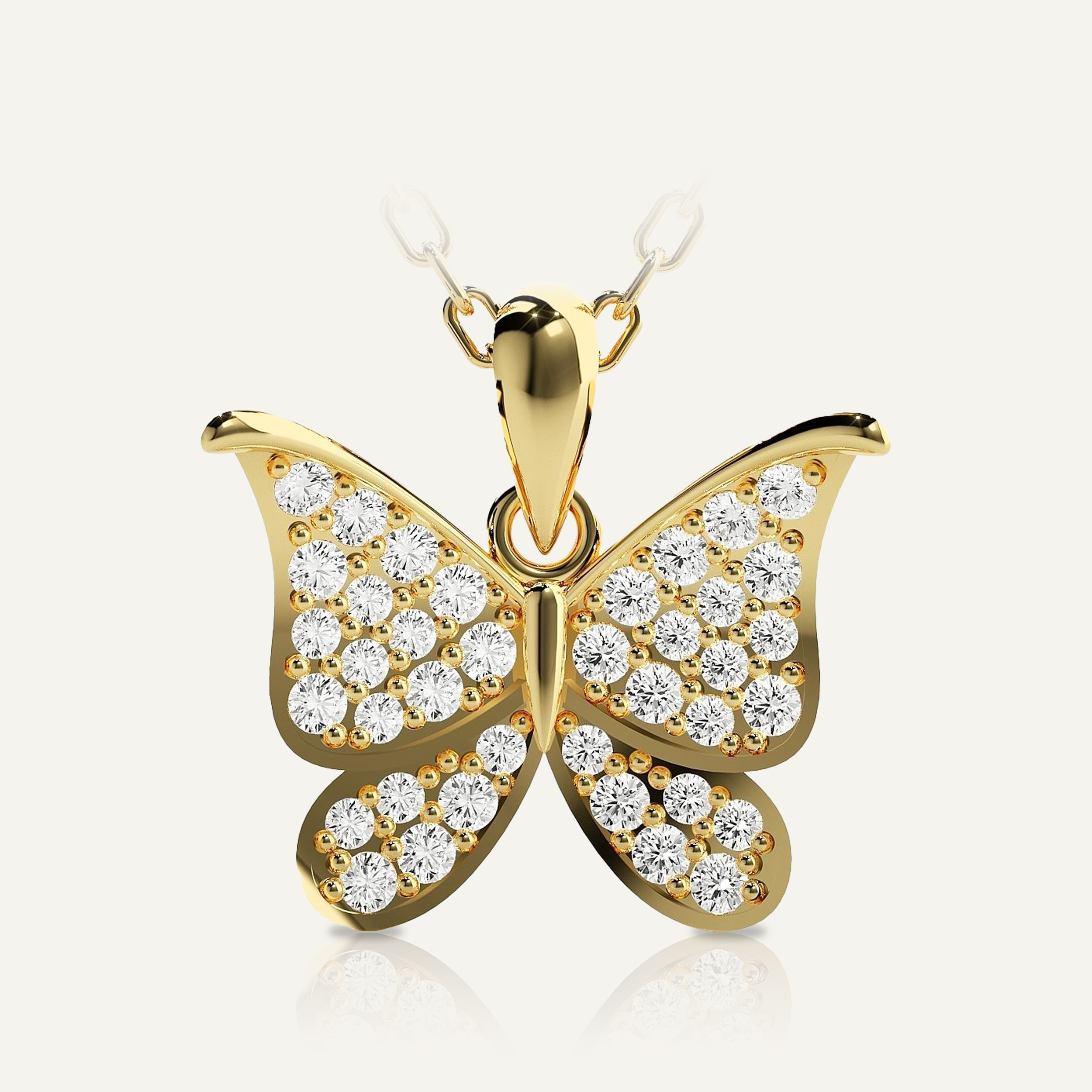 Diamond Butterfly Pendant Set