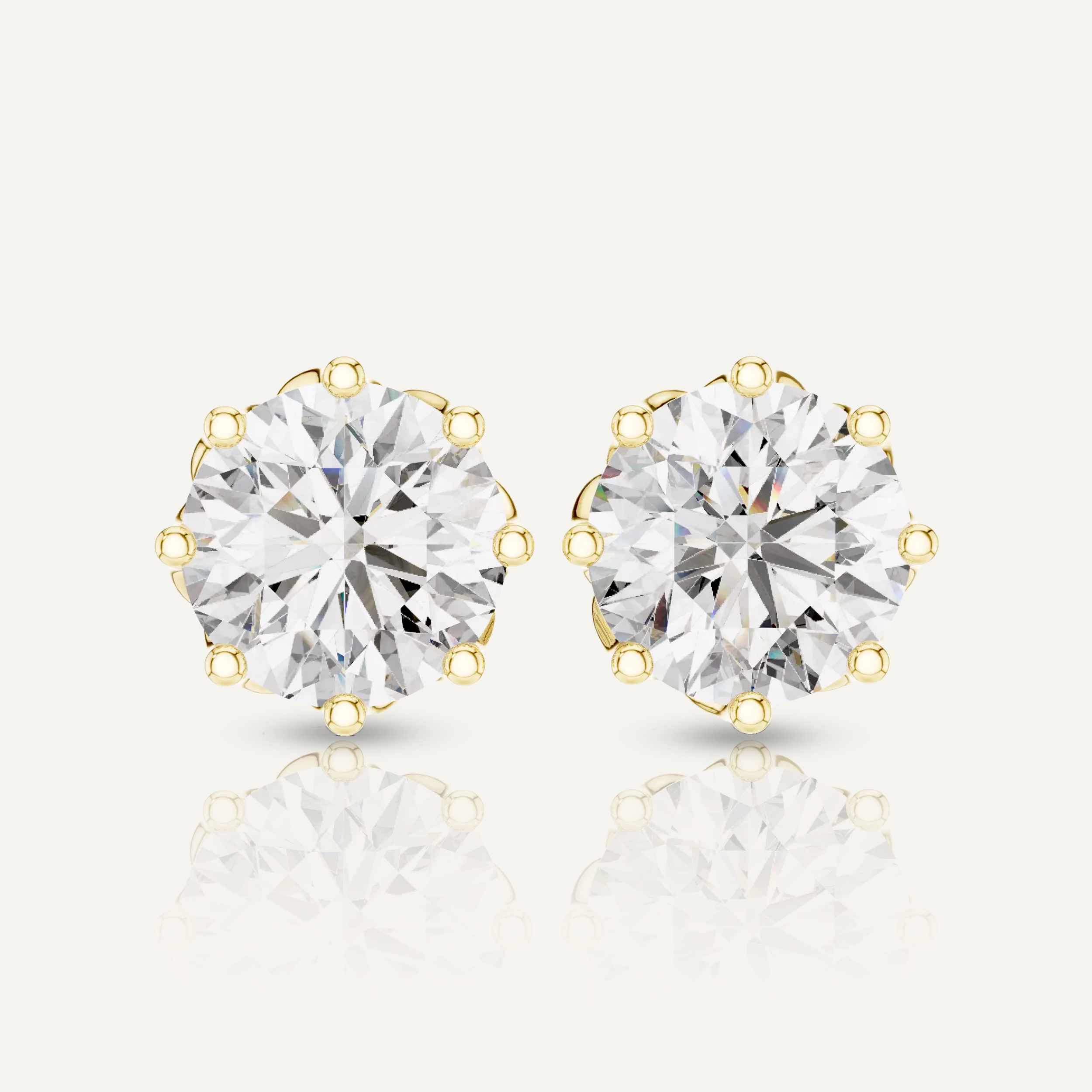 Floral Set Round Diamond Earrings