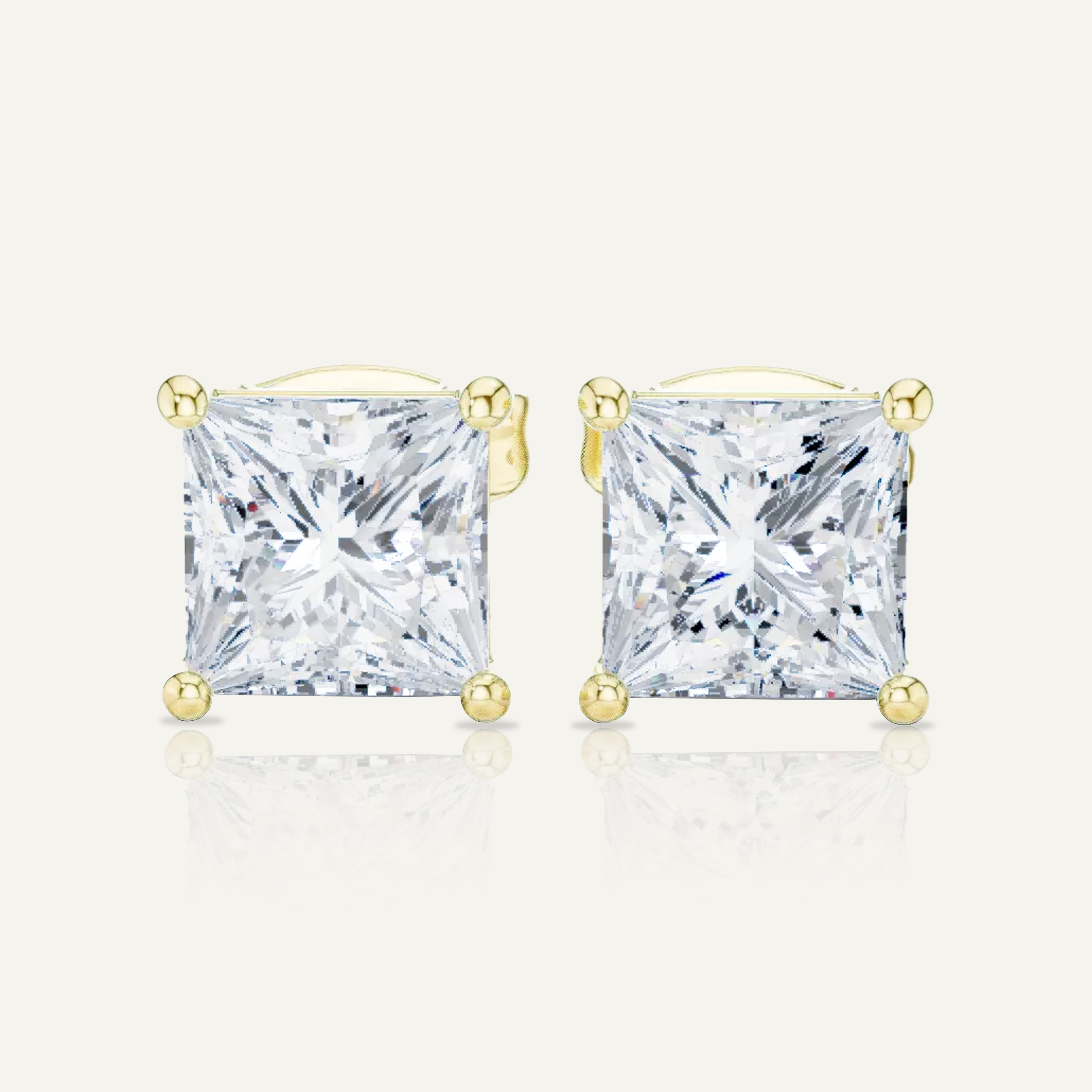 5.5mm Princess Cut Diamond Solitaire Stud Earrings