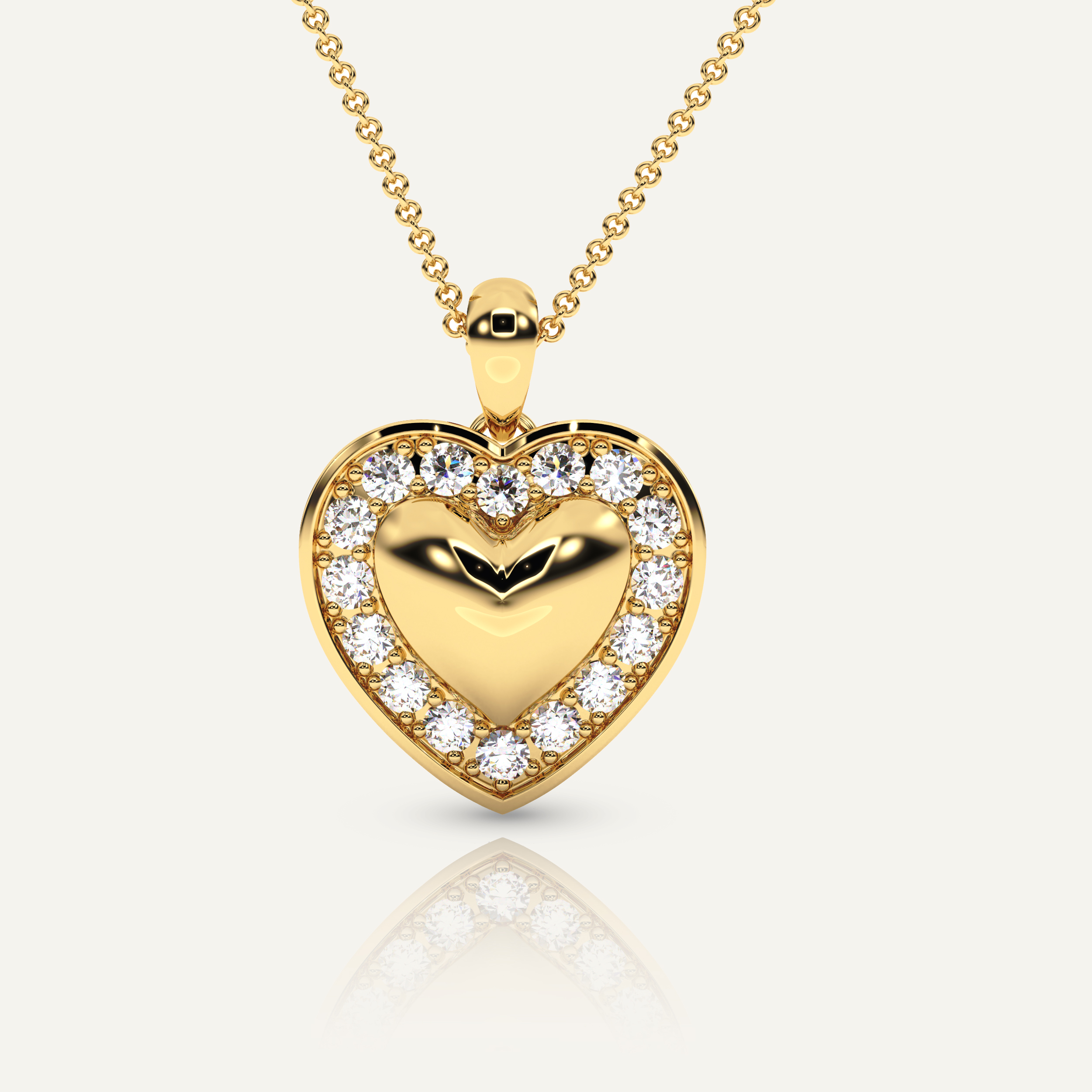 Solid Heart with Diamond Border Pendant